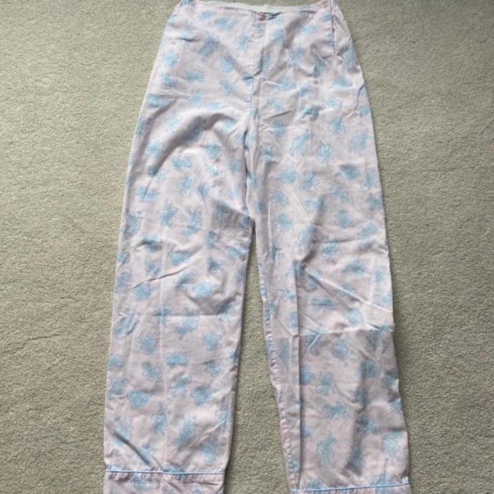 Light pink and blue floral vintage loungewear pajama pants